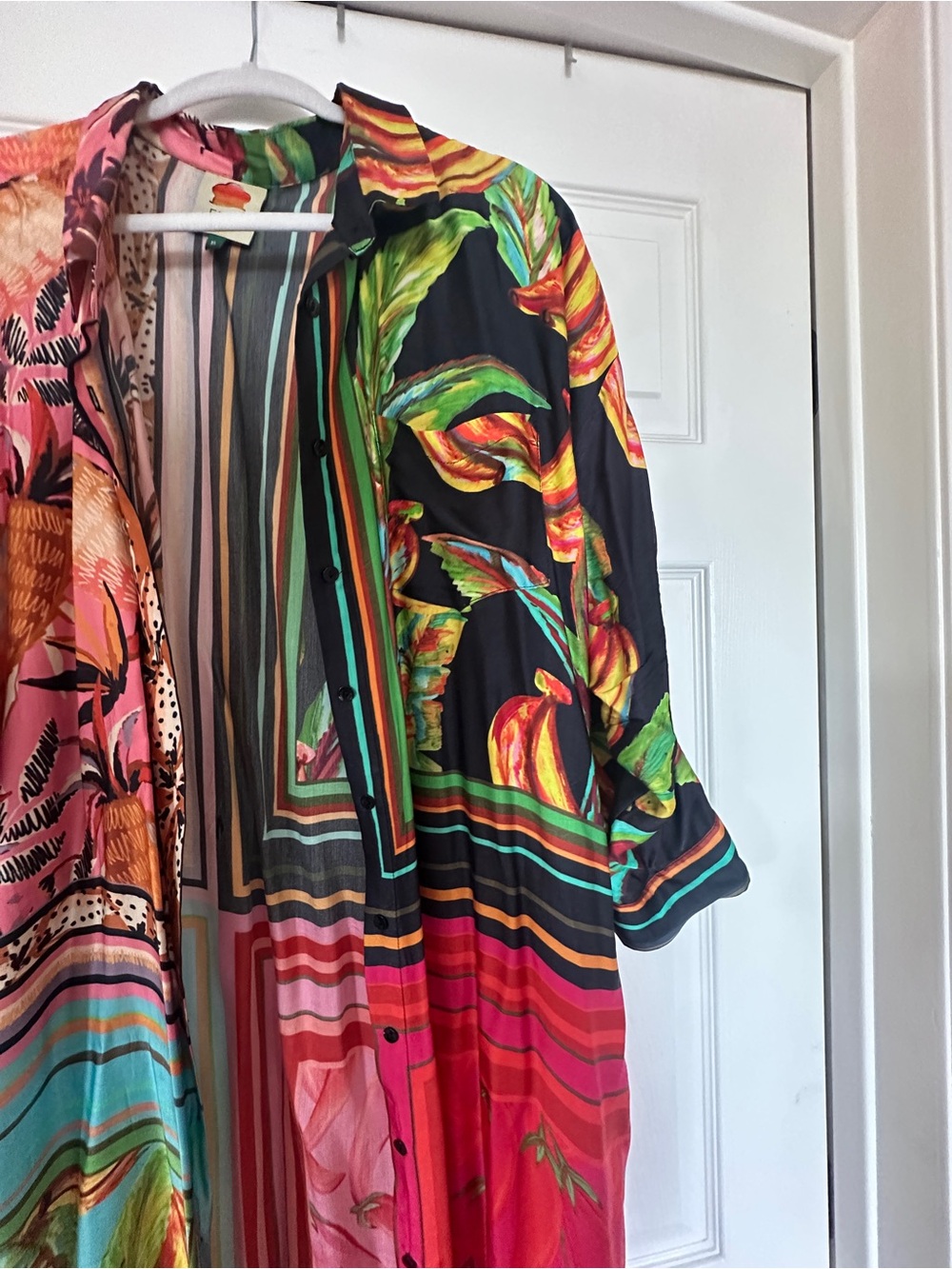 FARM Rio Mixed Scarves Colorful Long Sleeve Button Front Shirtdress - Picture 4 of 5